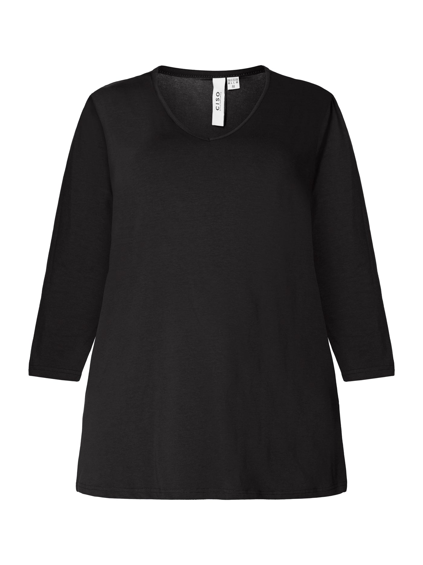 Basis T-shirt I A-facon Med 3/4 ærmer - Black