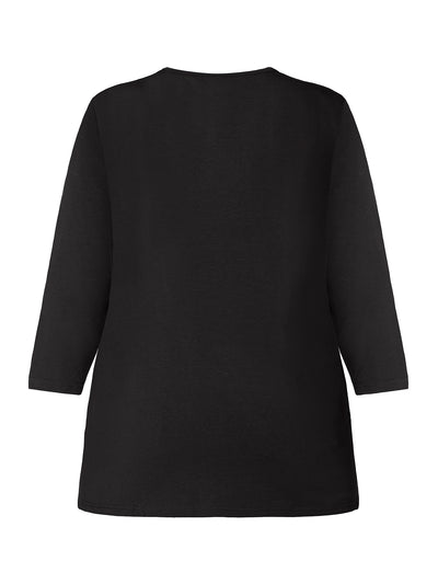 Basis T-shirt I A-facon Med 3/4 ærmer - Black