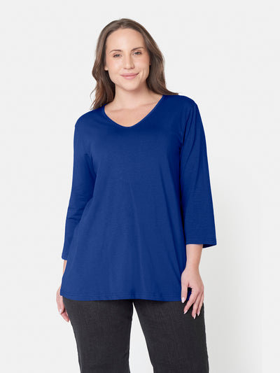 Basis T-shirt I A-facon Med 3/4 ærmer - Ultra Blue