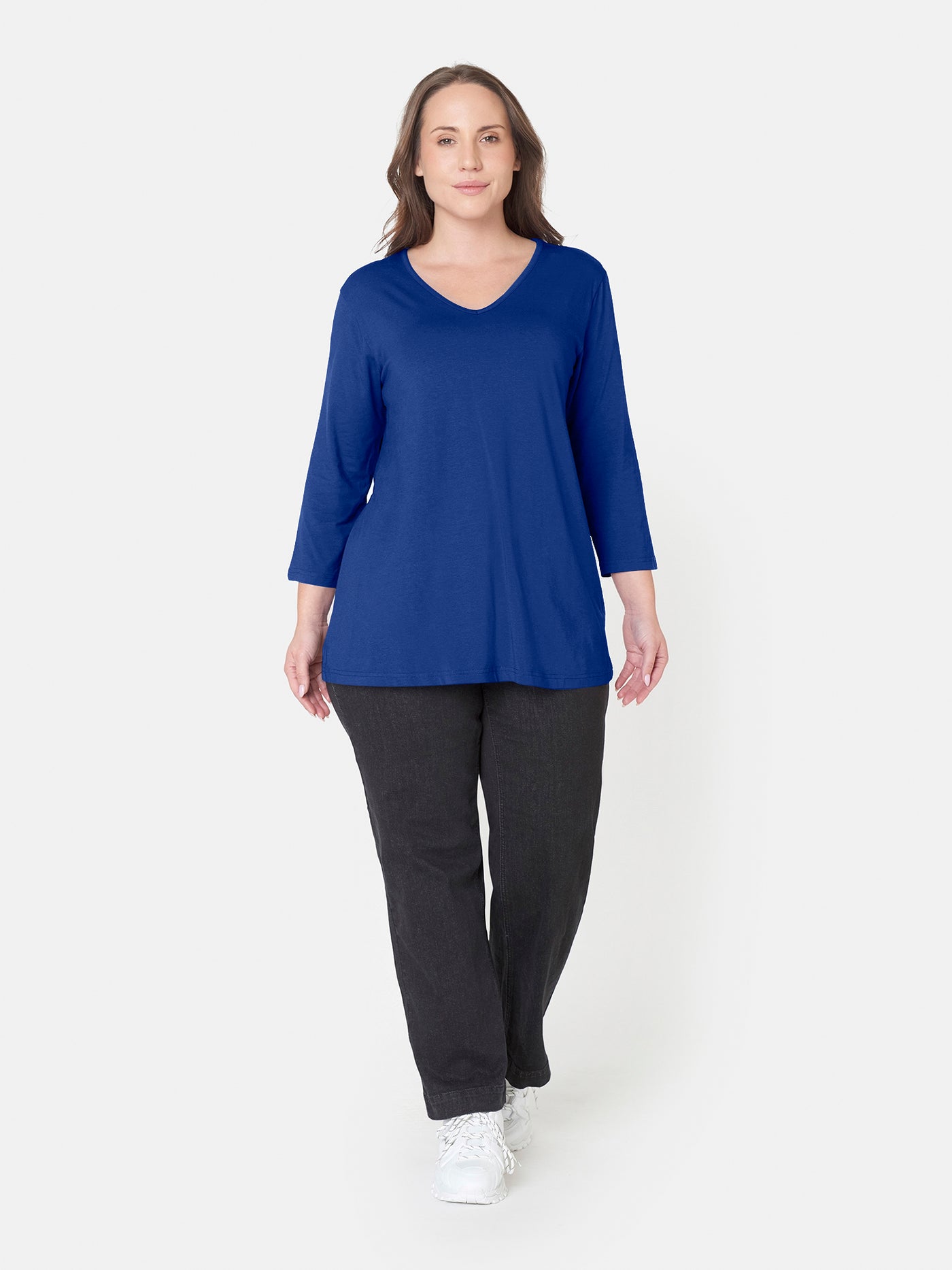 Basis T-shirt I A-facon Med 3/4 ærmer - Ultra Blue