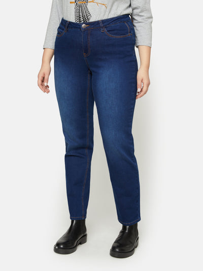 Jeans Med Lige Ben, Selma - Dark Blue Denim