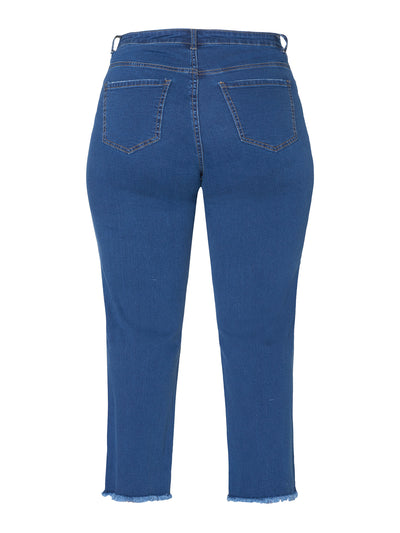 Selma med lige ben - 7/8 Jeans - Medium blå