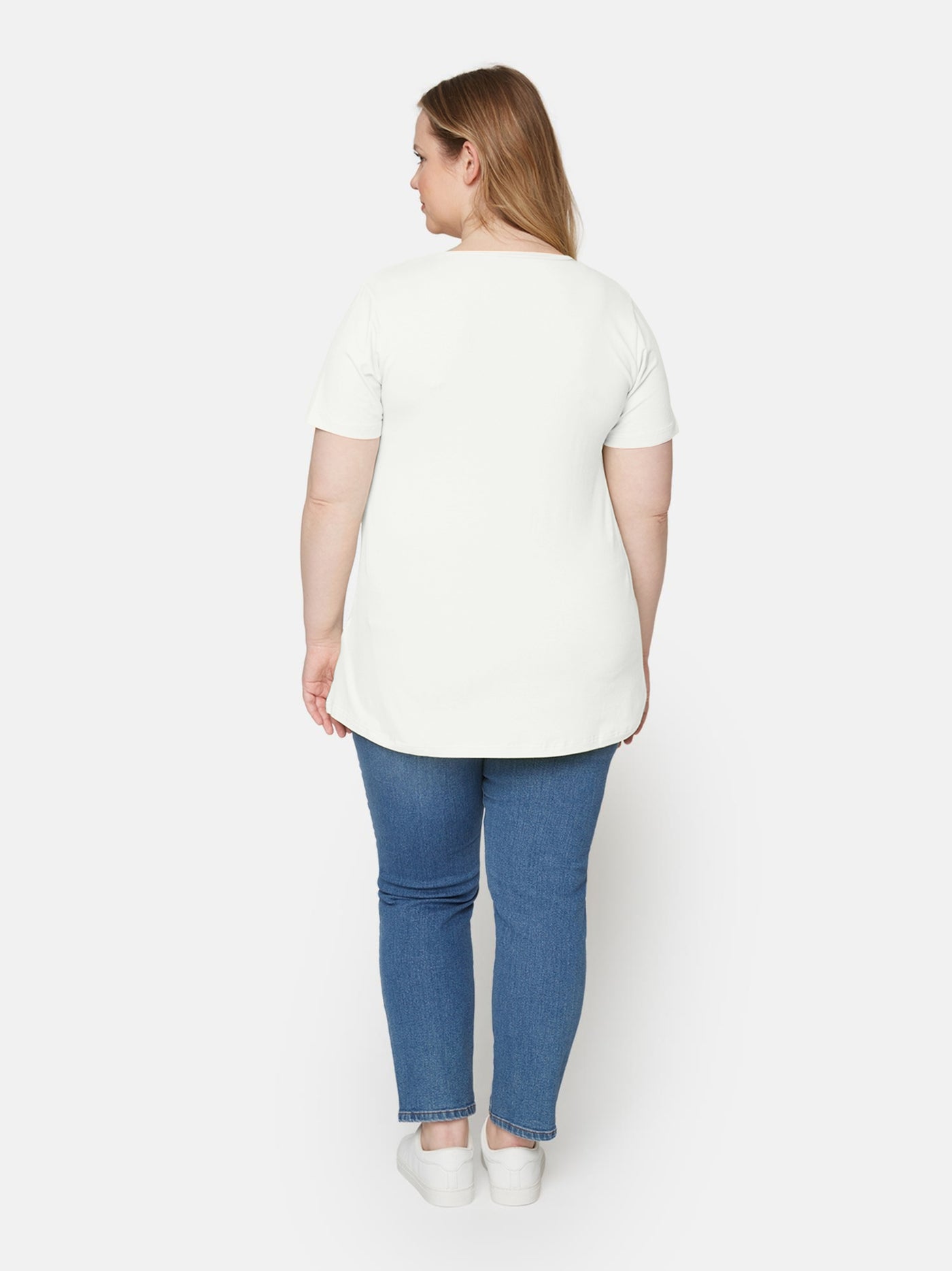 Basis T-shirt I A-facon Med Korte ærmer - White