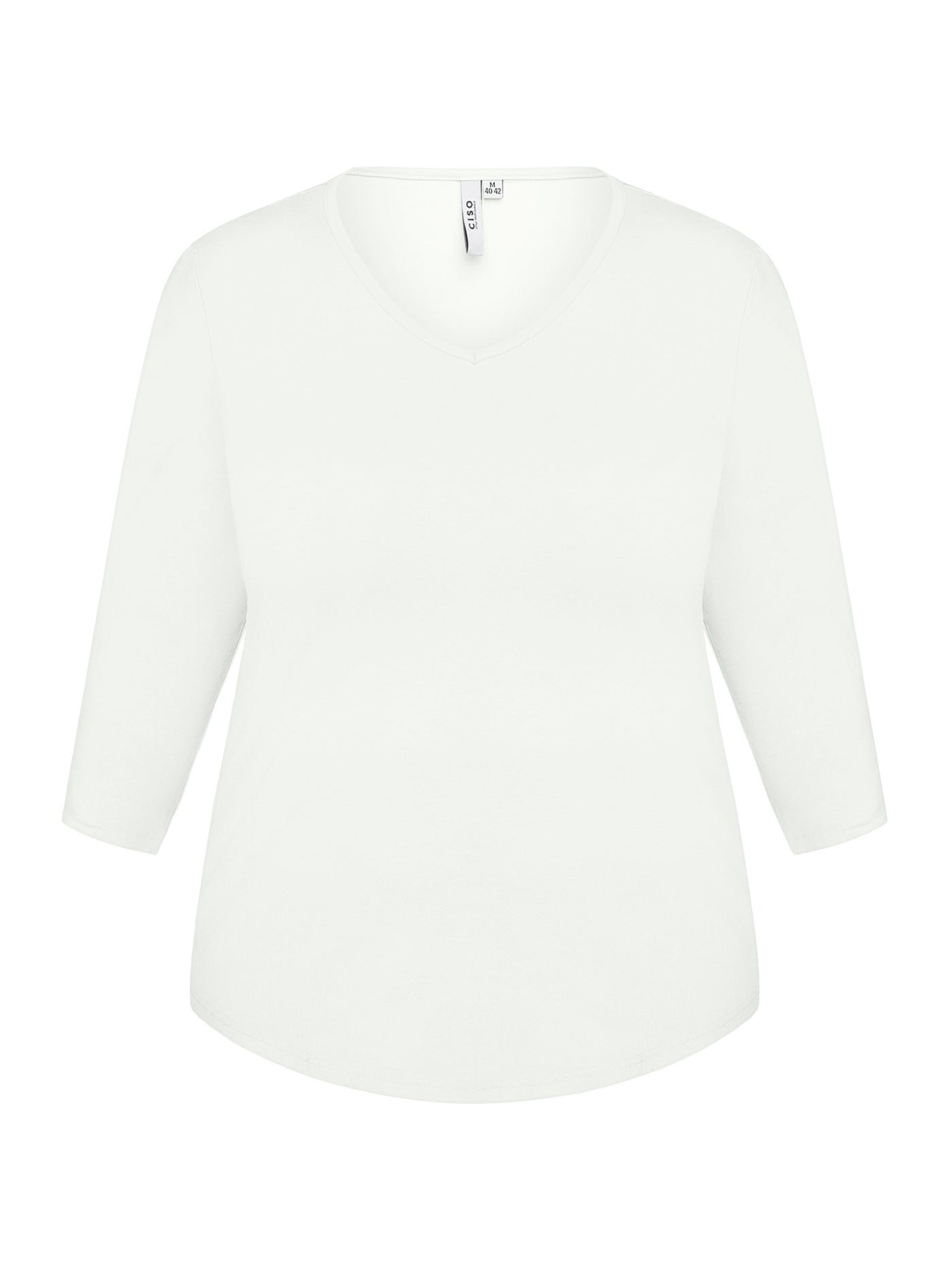 Basis T-shirt I A-facon Med 3/4 ærmer - Off White