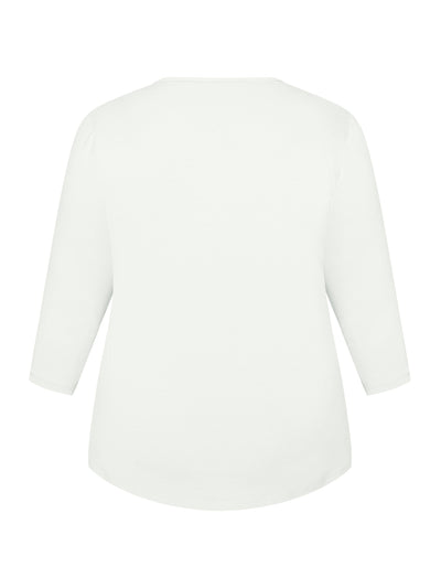 Basis T-shirt I A-facon Med 3/4 ærmer - Off White