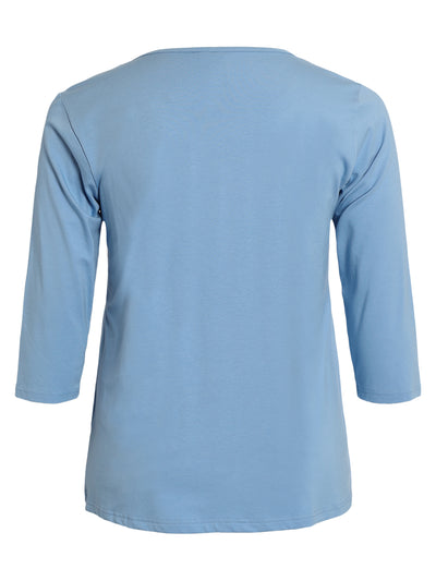 Basis T-shirt I A-facon Med 3/4 ærmer - Windward Blue