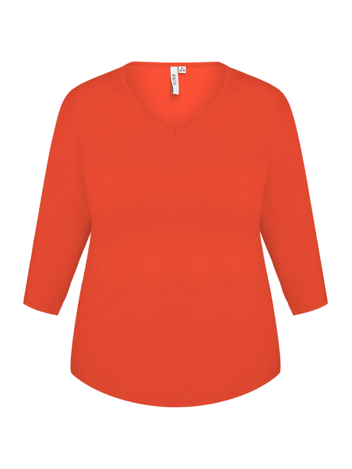 Basis T-shirt I A-facon Med 3/4 ærmer - Mandarin Red