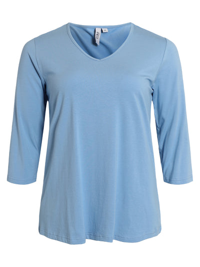 Basis T-shirt I A-facon Med 3/4 ærmer - Windward Blue